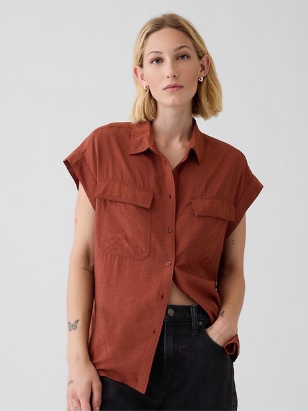 GAP Utility Shirt Smoked Paprika Brown XS